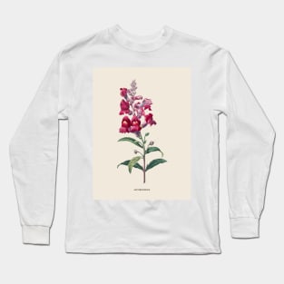 Snapdragon Flower Antique Botanical Illustration Long Sleeve T-Shirt